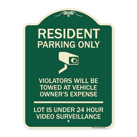 Signmission Reserved Parking Resident Parking Only Violators Will Be Towed at Owners Expense Lot, G-1824-23035 A-DES-G-1824-23035